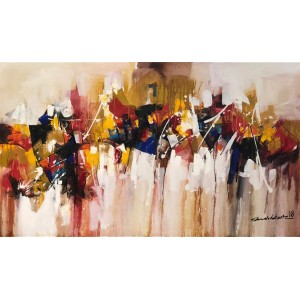 Mashkoor Raza, 30 x 48 Inch, Oil on Canvas, Abstract Painting, AC-MR-175